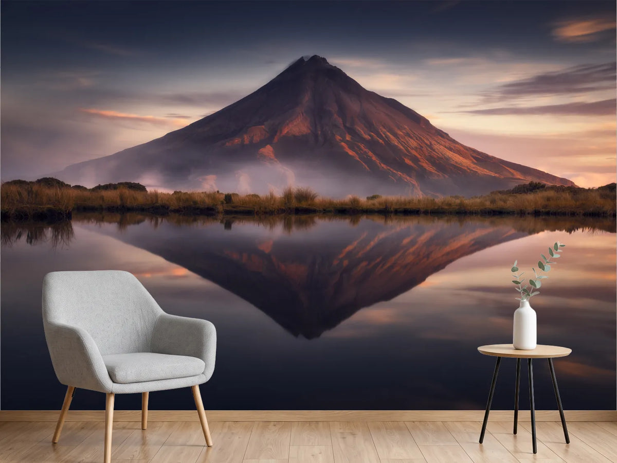 photo-wallpaper-volcano-lake-sunset-reflection