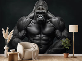 photo-wallpaper-gorilla-showing-big-muscles-and-strength-extreme-closeup-generative-ai