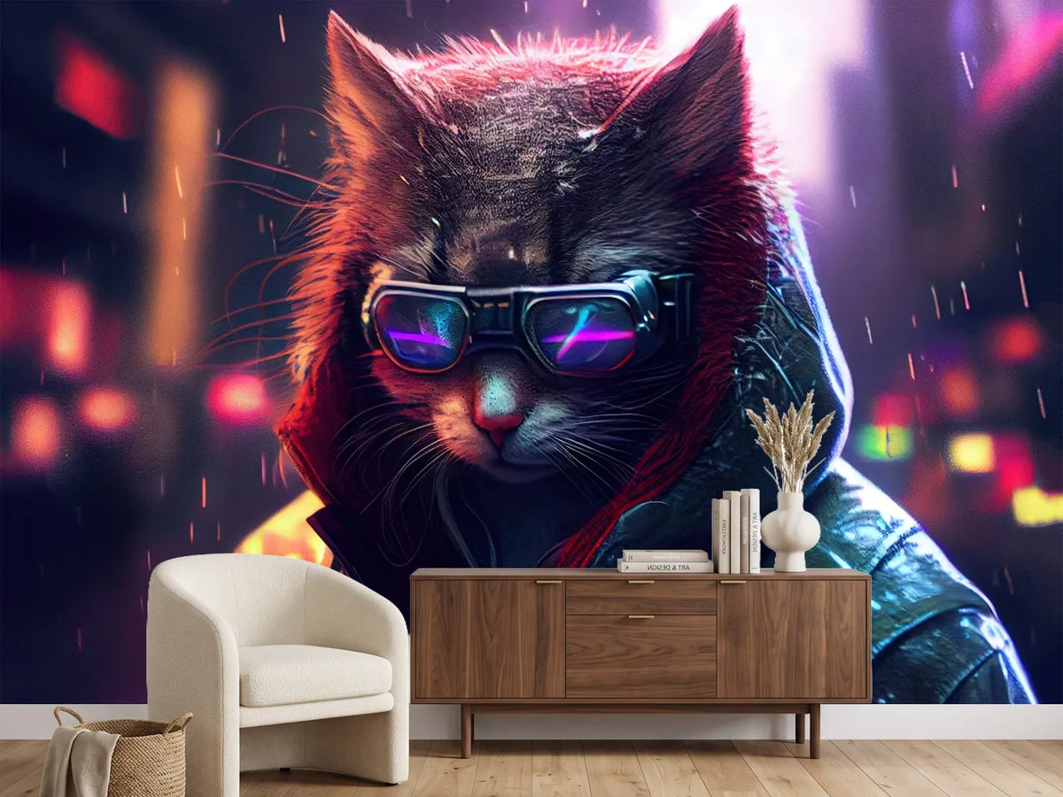 photo-wallpaper-cyberpunk-cat-at-night-time-in-city