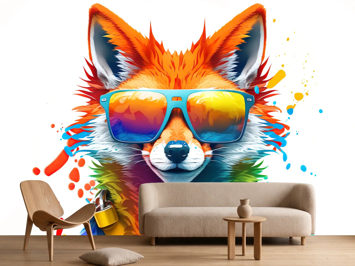 photo-wallpaper-fox-in-sunglasses-amid-bright-splashes-of-colour