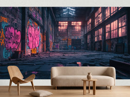 photo-wallpaper-abandoned-factory-hall-with-neon-graffiti-at-dusk