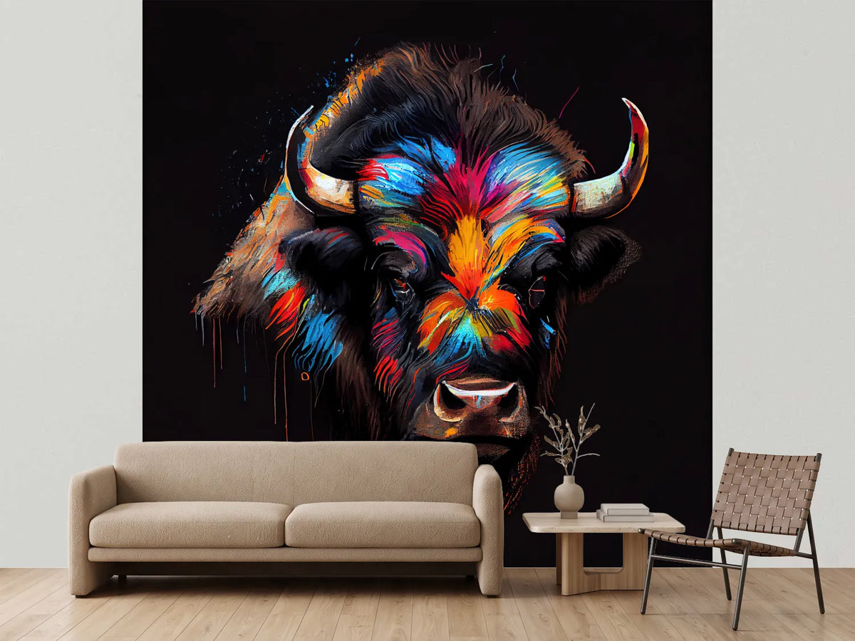 photo-wallpaper-bison-vibrant-art