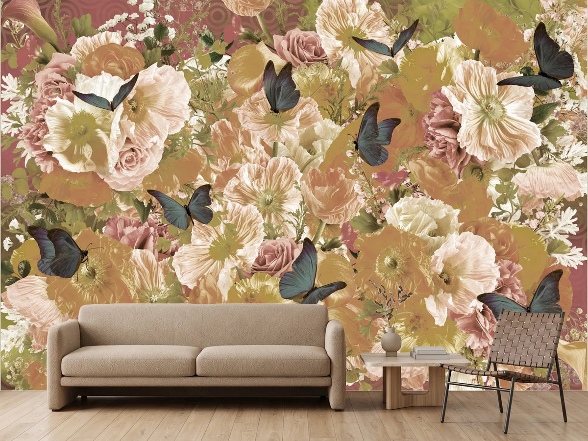 photo-wallpaper-lush-garden-butterflies