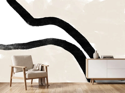 photo-wallpaper-black-curves-on-a-textured-beige-background