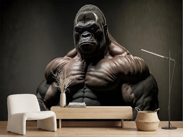 photo-wallpaper-gorilla-close-up-portrait-bodybuilder-posing-generative-ai