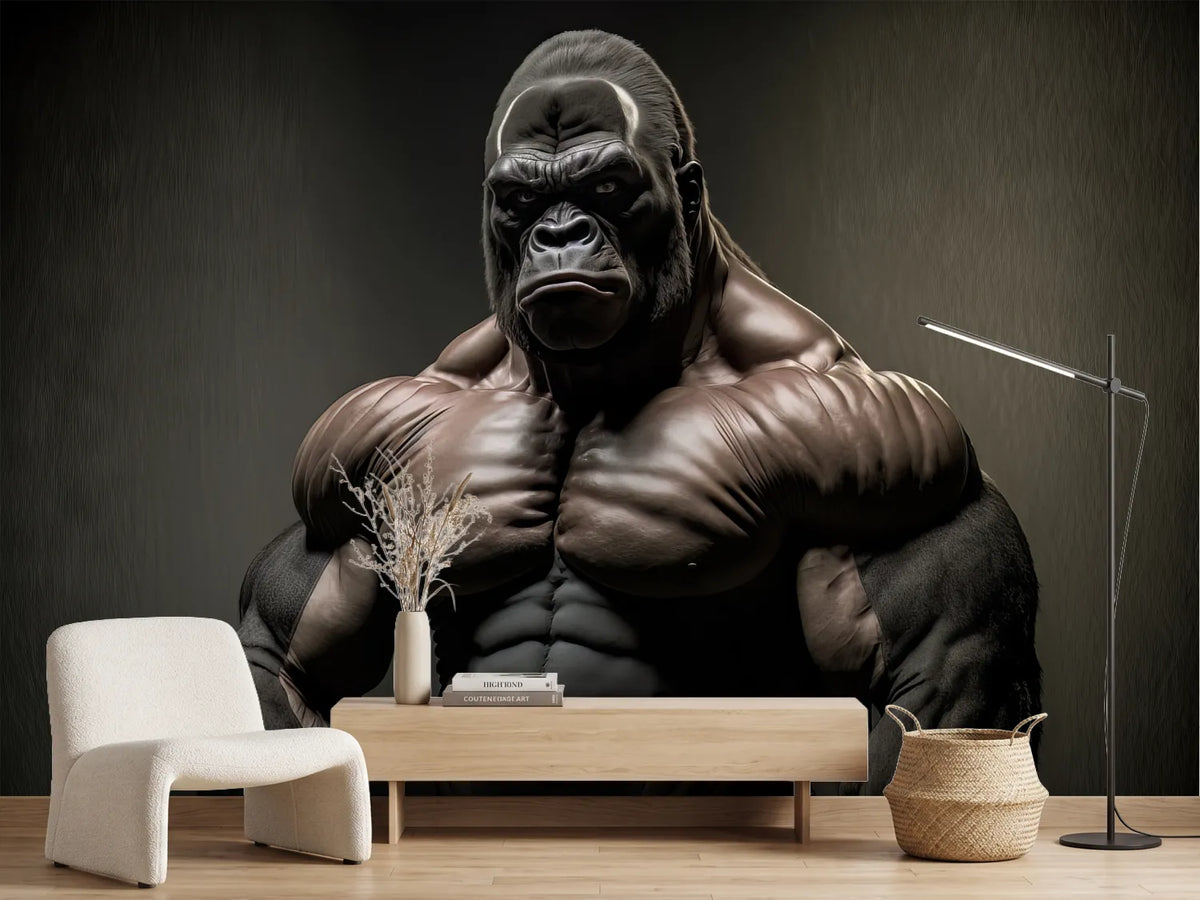photo-wallpaper-gorilla-close-up-portrait-bodybuilder-posing-generative-ai