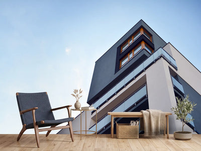 photo-wallpaper-building-corner-with-glass-balconies-against-a-clear-blue-sky