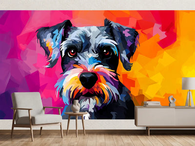 photo-wallpaper-schnauzer-in-bold-pop-art-colours-against-magenta-and-orange