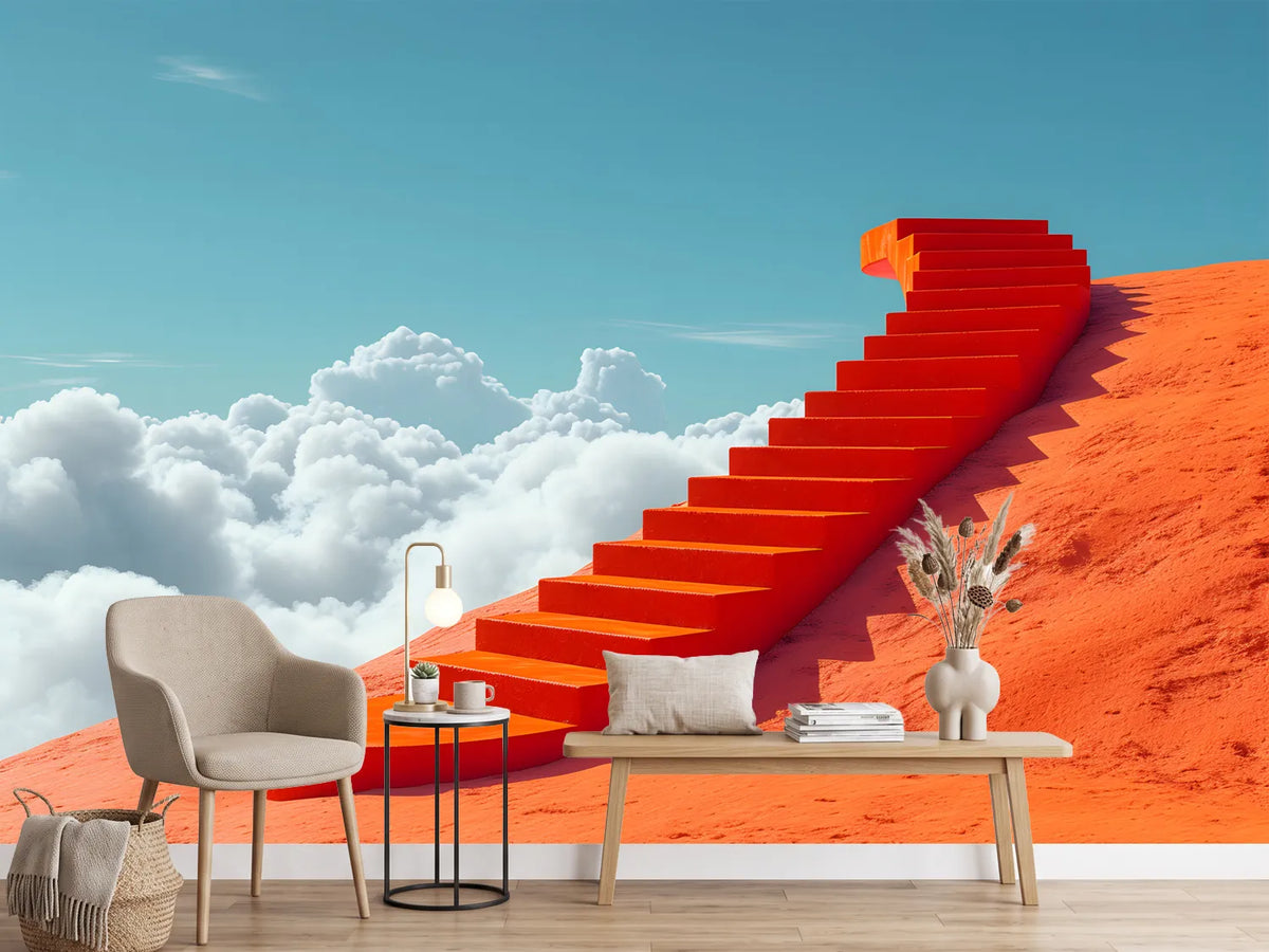 photo-wallpaper-orange-staircase-climbing-a-red-hill-above-the-clouds