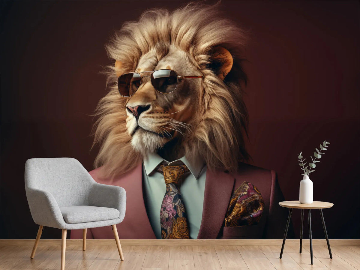 photo-wallpaper-lion-in-a-rose-pink-suit-with-aviator-sunglasses