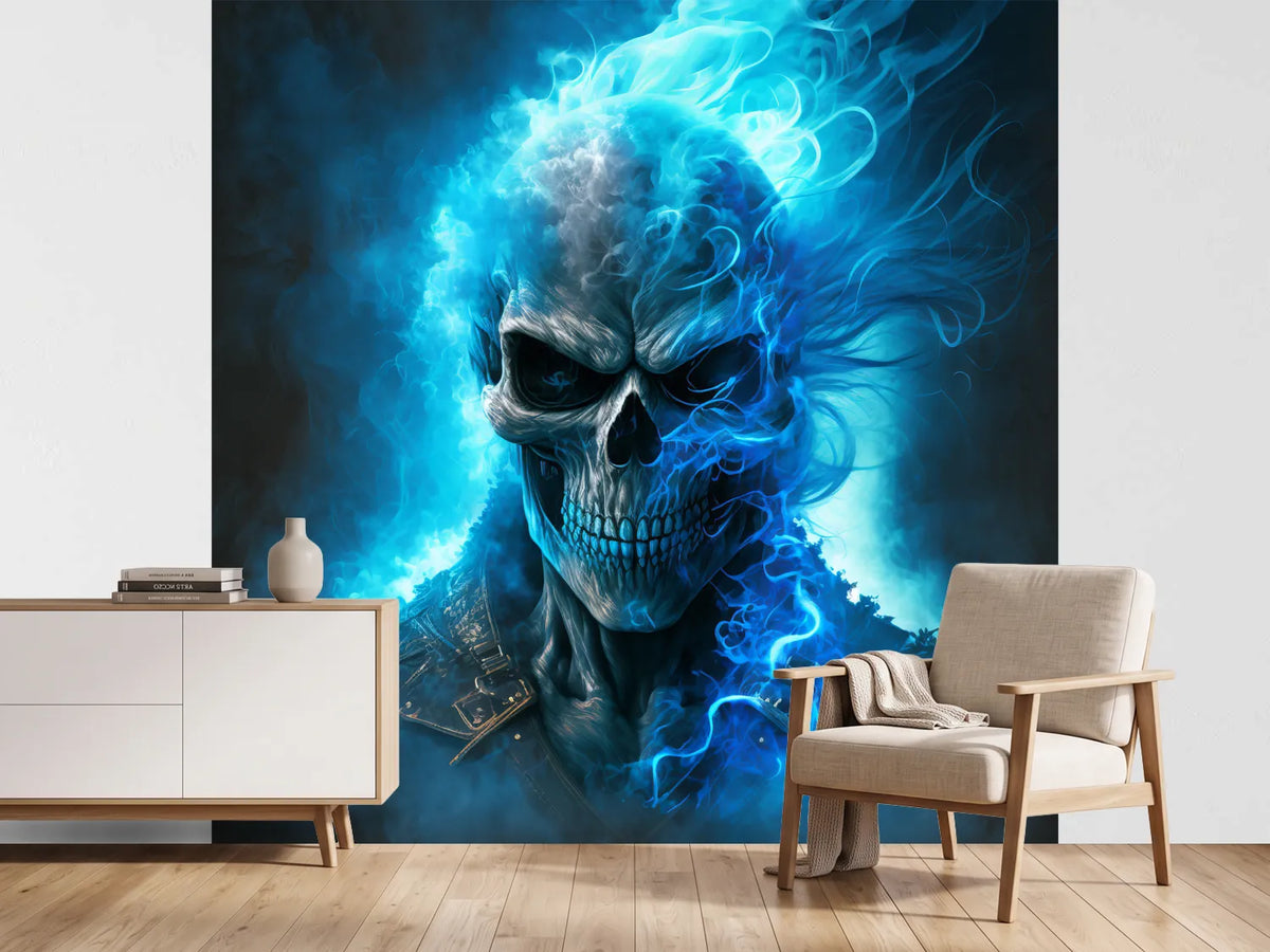 photo-wallpaper-skull-assassin-blue-fire-generative-ai
