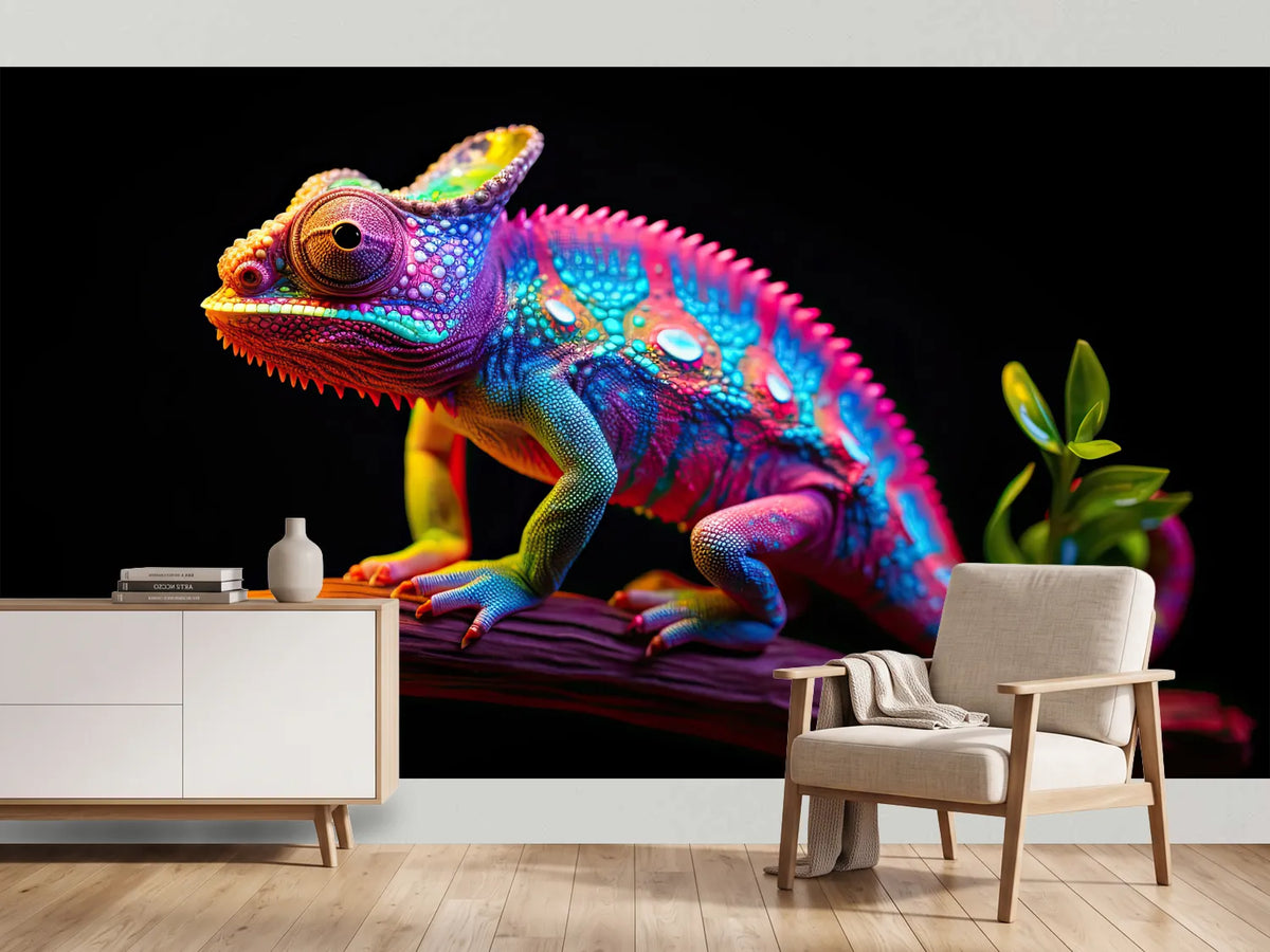 photo-wallpaper-chameleon-on-a-branch-in-neon-colours-against-deep-black