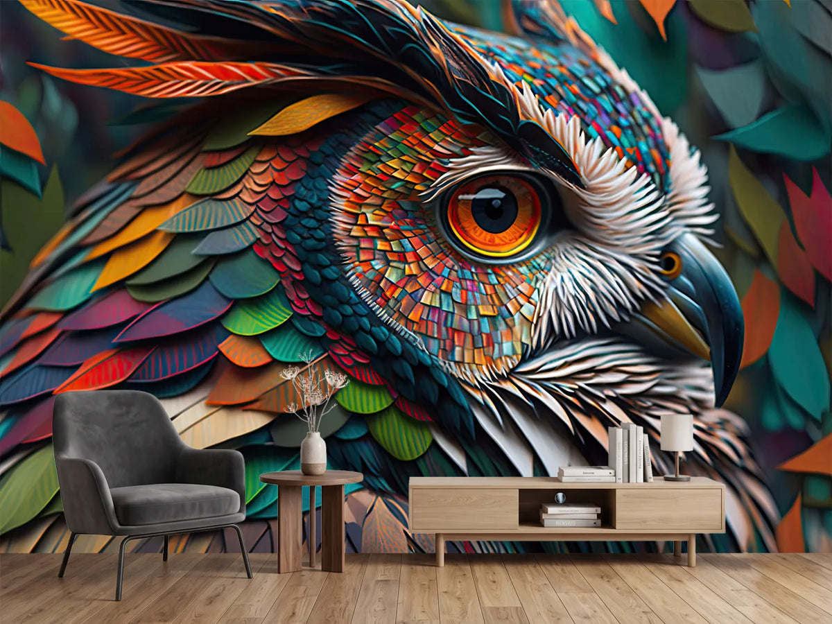 photo-wallpaper-abstract-animal-owl-portrait-with-colorful-double-exposure-paint-with-generative-ai-2