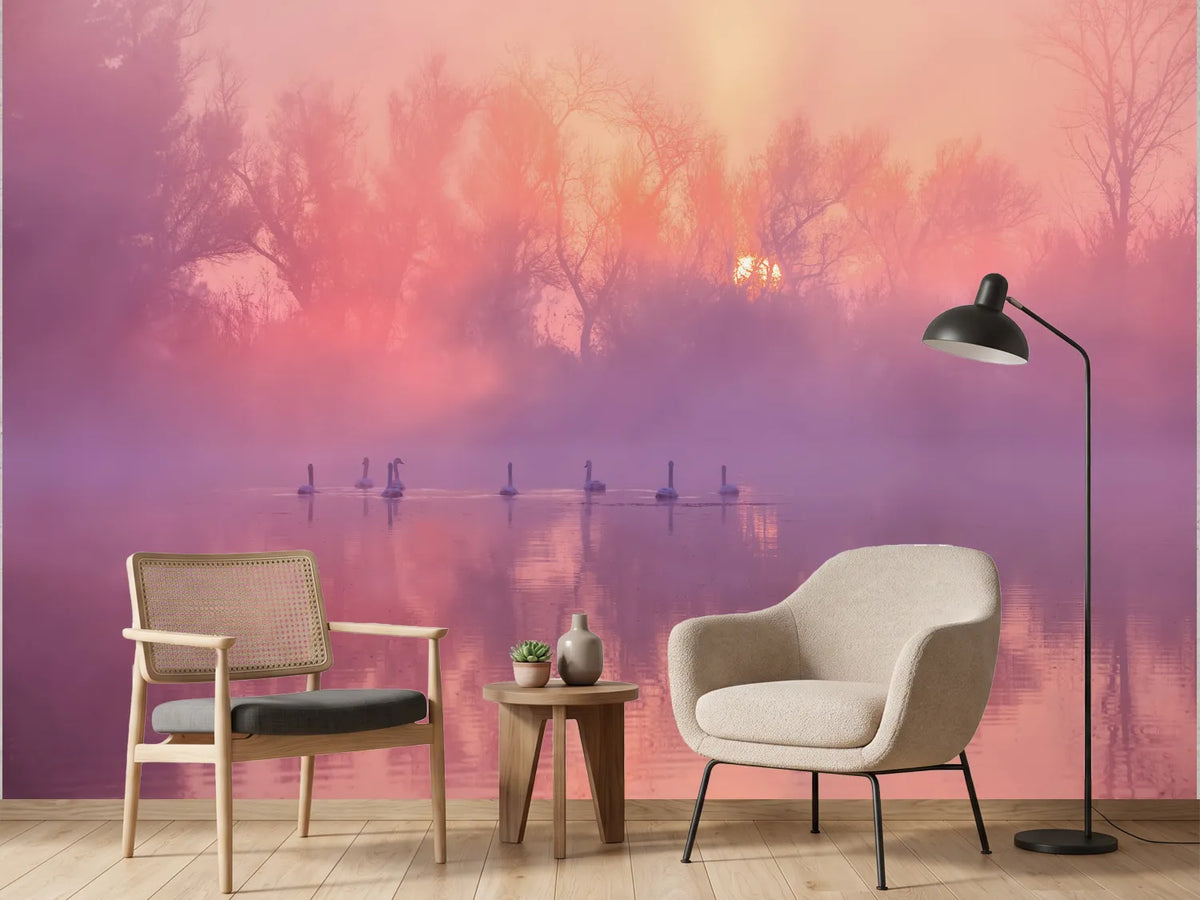 photo-wallpaper-swans-misty-morning