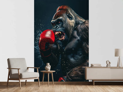 photo-wallpaper-roaring-gorilla-with-a-red-boxing-glove-and-flying-water-droplets