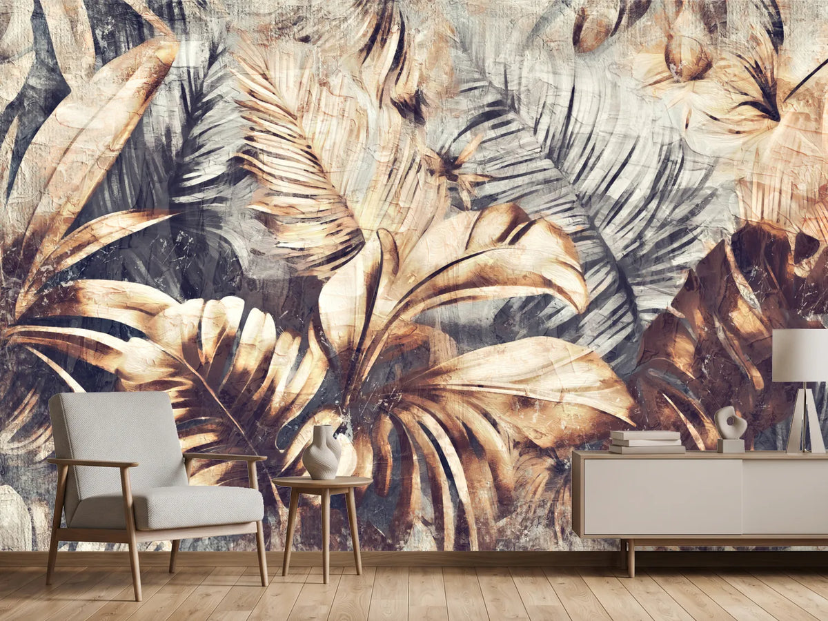 photo-wallpaper-vintage-tropical-leaves