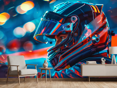 photo-wallpaper-racing-driver-in-helmet-under-glowing-neon-lights