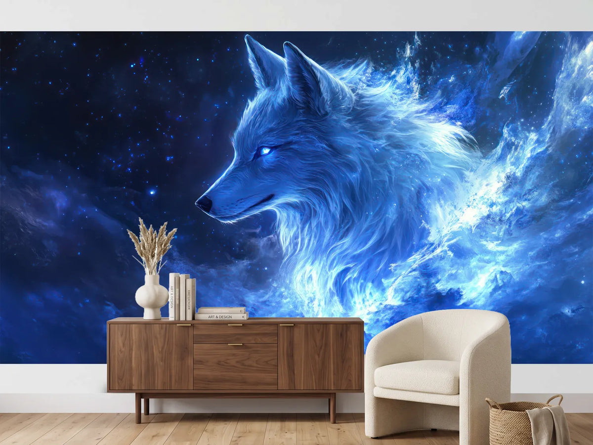 photo-wallpaper-the-stunning-blue-wolf-in-space-with-a-starry-background