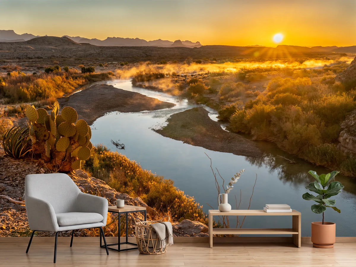 photo-wallpaper-desert-river-at-sunrise-with-prickly-pear-above-the-winding-bend