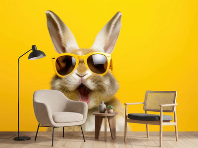 photo-wallpaper-cool-easter-bunny-with-sunglasses-in-front-of-a-yellow-background-wall