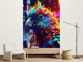 photo-wallpaper-colorful-bird-parrot-on-the-dark-background