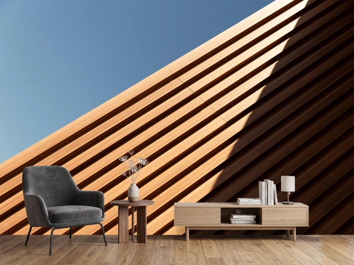 photo-wallpaper-diagonal-timber-slats-against-a-blue-sky-with-a-sharp-shadow-line