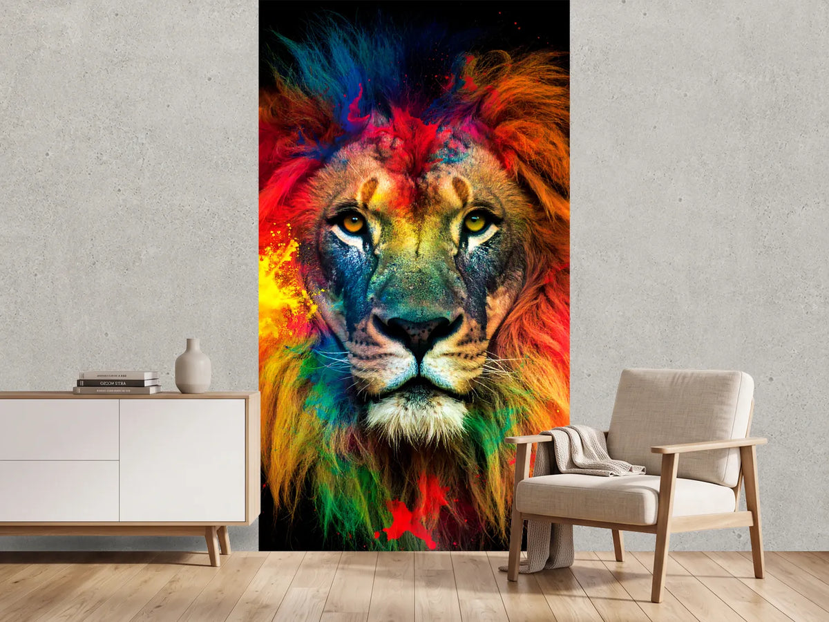 photo-wallpaper-vibrant-lion-portrait-with-colorful-mane