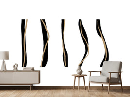 photo-wallpaper-black-and-beige-wavy-lines-on-a-white-background