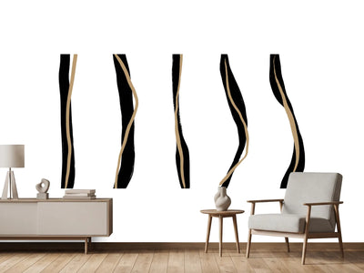 photo-wallpaper-black-and-beige-wavy-lines-on-a-white-background