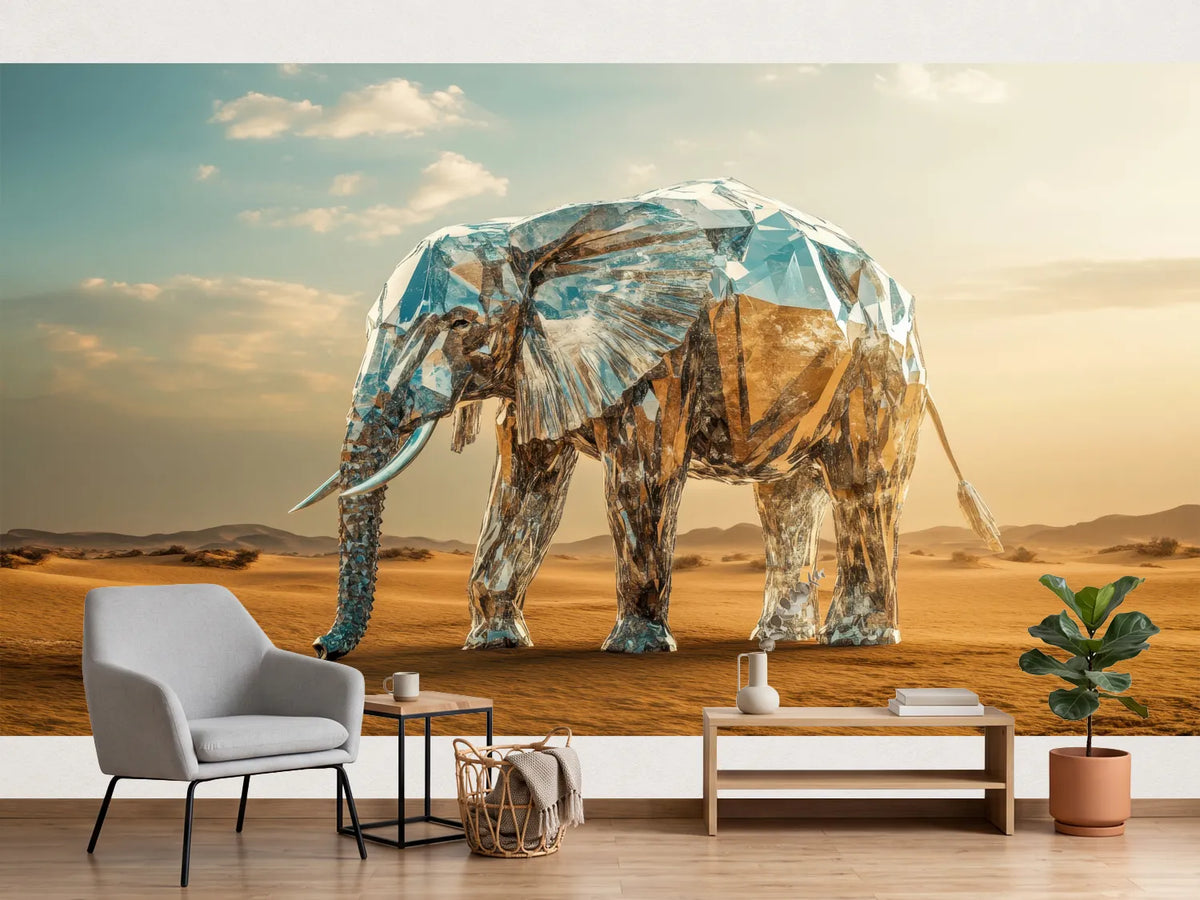 photo-wallpaper-majestic-elephant-composed-of-crystal-shards-in-surreal-desert