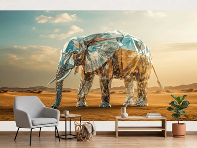 photo-wallpaper-majestic-elephant-composed-of-crystal-shards-in-surreal-desert