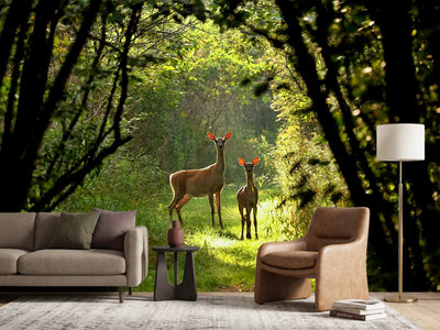 photo-wallpaper-white-tailed-deer-doe-and-fawn-near-city-park-in-wisconsin