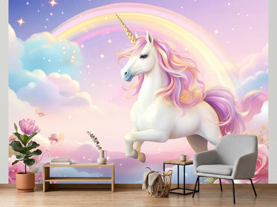 photo-wallpaper-white-unicorn-with-a-rainbow-above-pastel-clouds