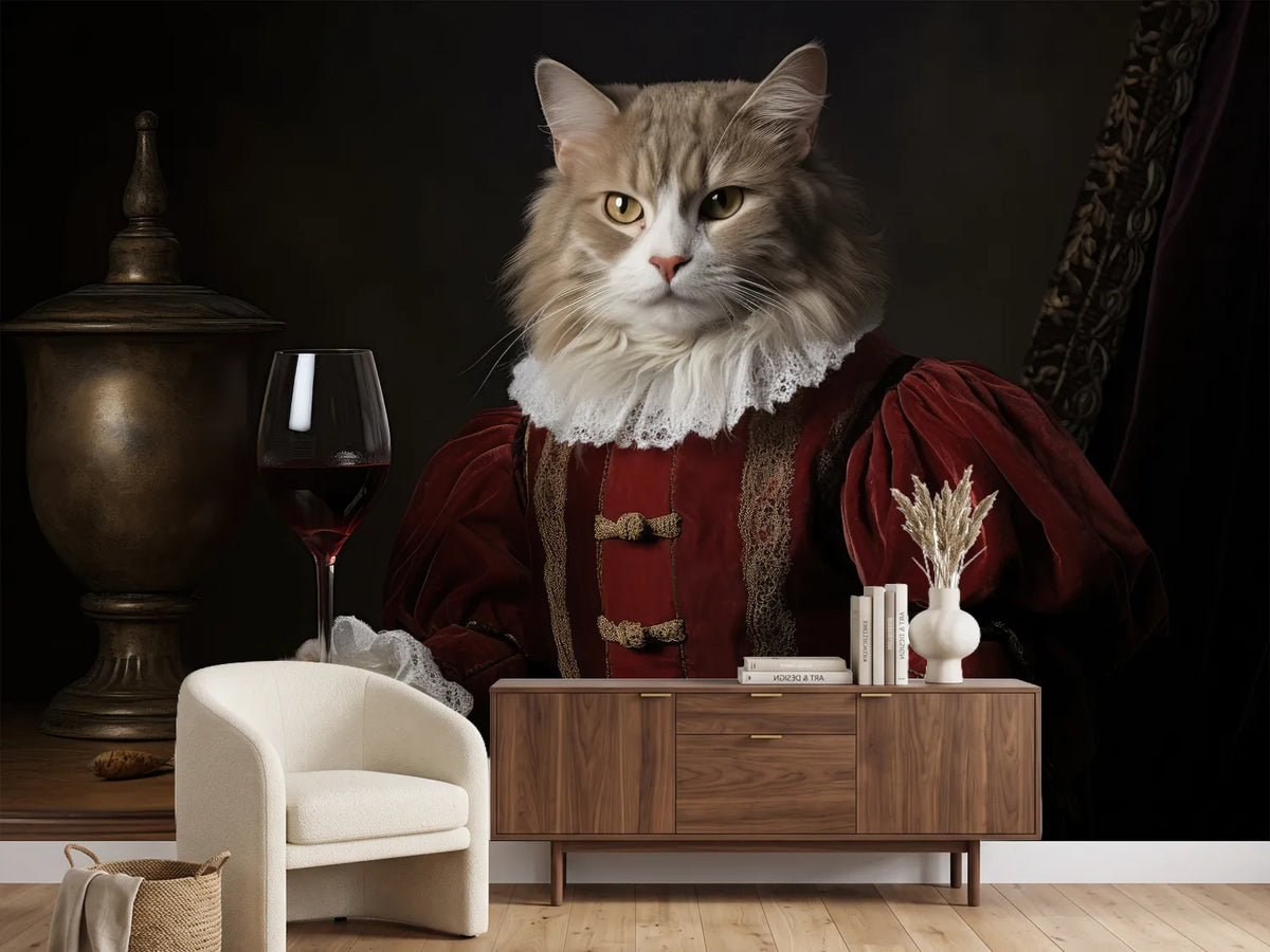photo-wallpaper-cat-in-red-velvet-doublet-with-a-glass-of-red-wine-baroque-nobility