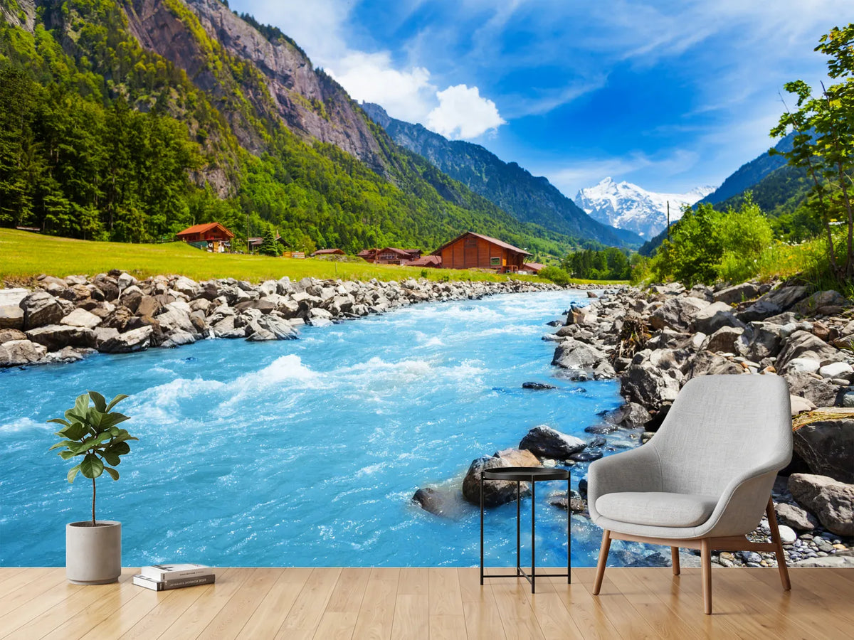 photo-wallpaper-swiss-landscape-with-river-stream-and-houses