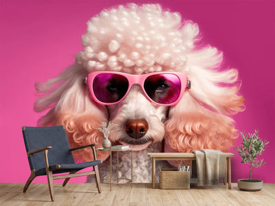 photo-wallpaper-white-poodle-in-pink-sunglasses-against-a-bold-pink-backdrop