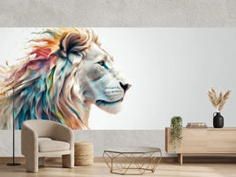 photo-wallpaper-lion-in-profile-with-a-mane-of-flowing-rainbow-colours