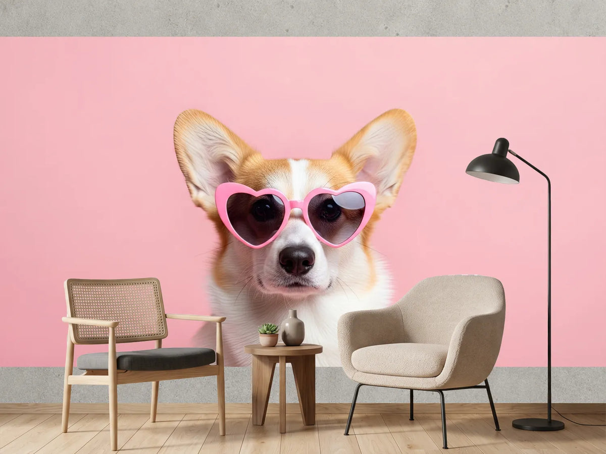 photo-wallpaper-adorable-corgi-wearing-pink-heart-shaped-sunglasses-on-pastel-background