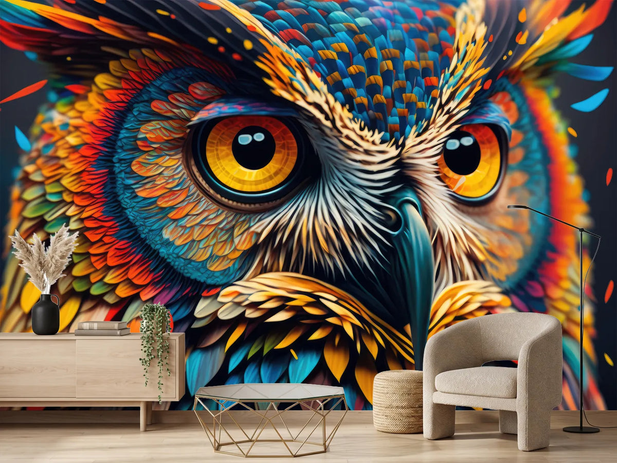 photo-wallpaper-abstract-animal-owl-portrait-with-colorful-double-exposure-paint-with-generative-ai-3