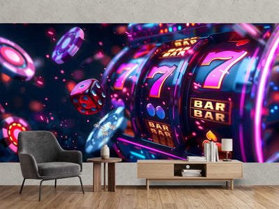 photo-wallpaper-slot-machine-reels-glowing-with-neon-sevens-flying-chips-and-dice