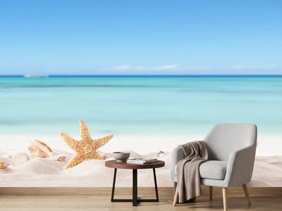 photo-wallpaper-summer-beach-with-strafish-and-shells