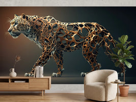 photo-wallpaper-prowling-leopard-formed-from-golden-lattice-against-deep-shadow