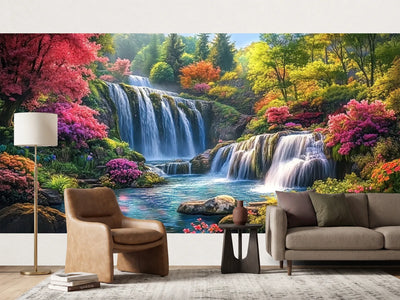 photo-wallpaper-cascading-falls-through-blossoming-woodland-and-turquoise-pools