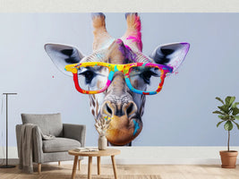 photo-wallpaper-surreal-portrait-of-a-giraffe-with-colorful-paint-splashes-and-glasses