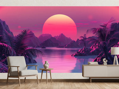 photo-wallpaper-tropical-lagoon-with-a-giant-neon-pink-sun-in-retro-futuristic-glow