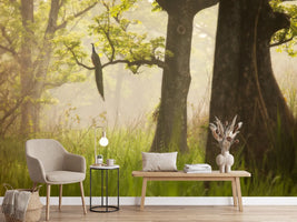 photo-wallpaper-peacock-in-misty-forest