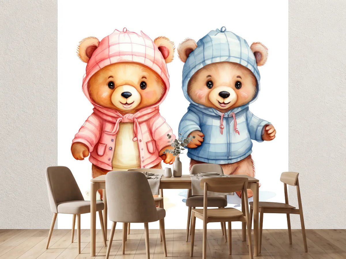 photo-wallpaper-watercolor-bears-cute-lovely-animal-illustration-in-cartoon-style