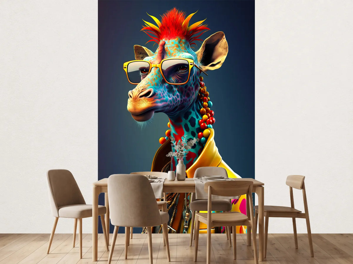 photo-wallpaper-cartoon-colorful-giraffe-with-sunglasses-created-with-generative-ai