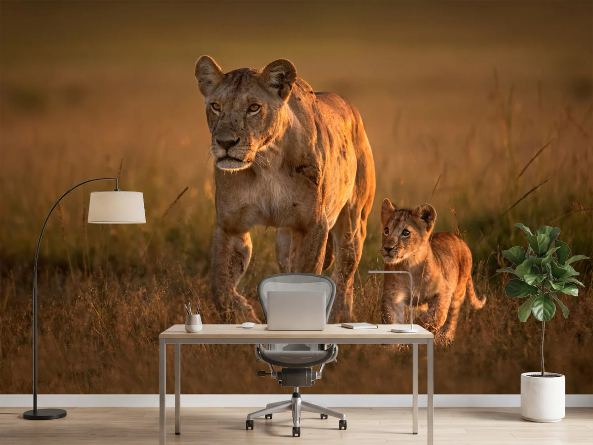 photo-wallpaper-mom-lioness-with-cub-x