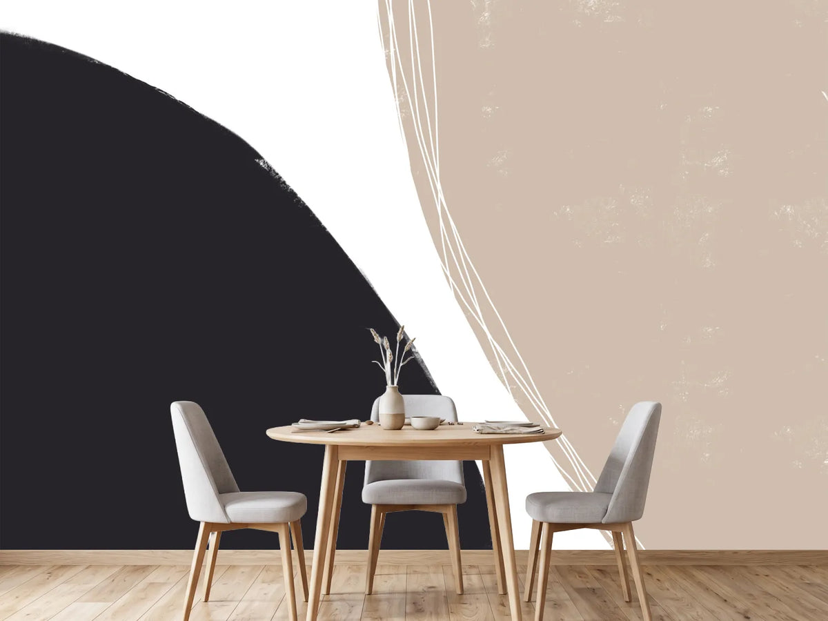 photo-wallpaper-black-and-beige-organic-shapes